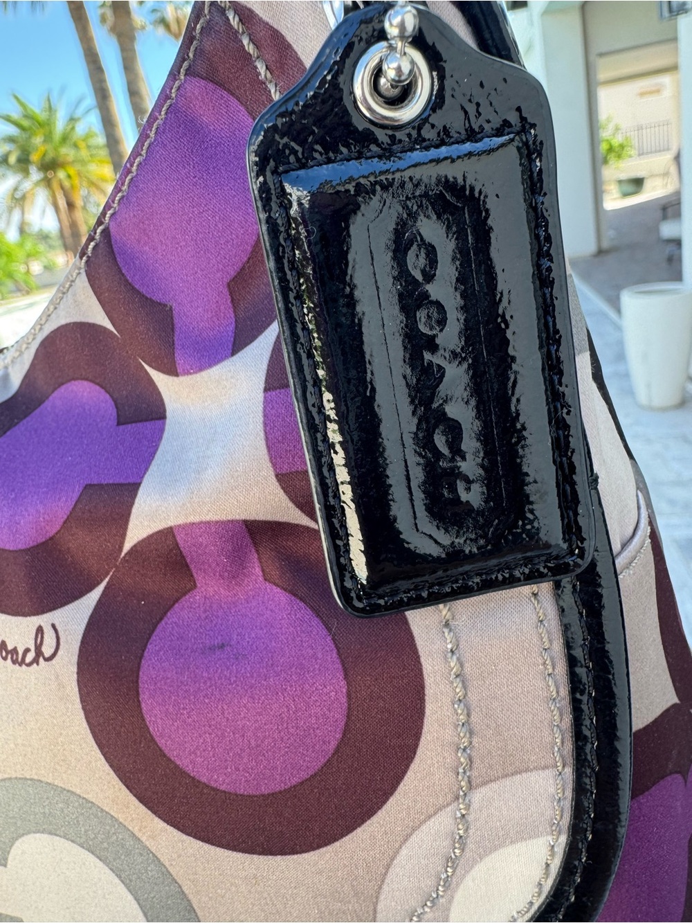 Coach Purple, Black and Gray Signature Shoulder Bag - Picture 2 of 16